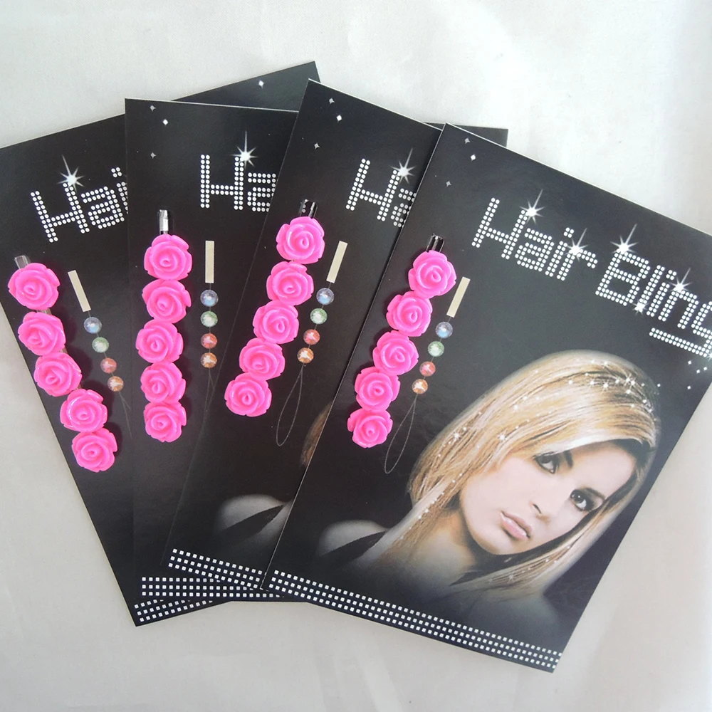 Hight Quality Hair Accessory hair bling crystal Resin Flower Hair Blings For Girls