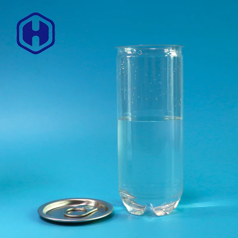 250ml 310ml 330ml Packing PET Safe supplier 200 empty bulk drink aluminum tops clear custom transparent Plastic soda can