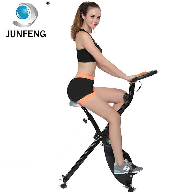 Crossfit Stationary Exercise Bike Foldable Metal/Steel Indoor Fitness Equipment with Magnetic Resistance for Home Gym Use