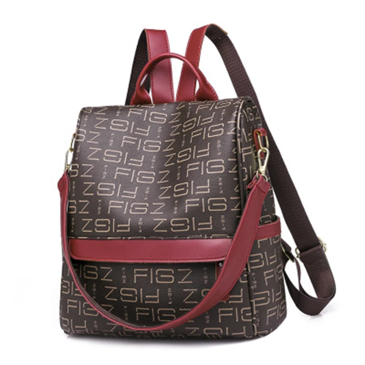 2019 newest pu leather school backpack for women with letter printing