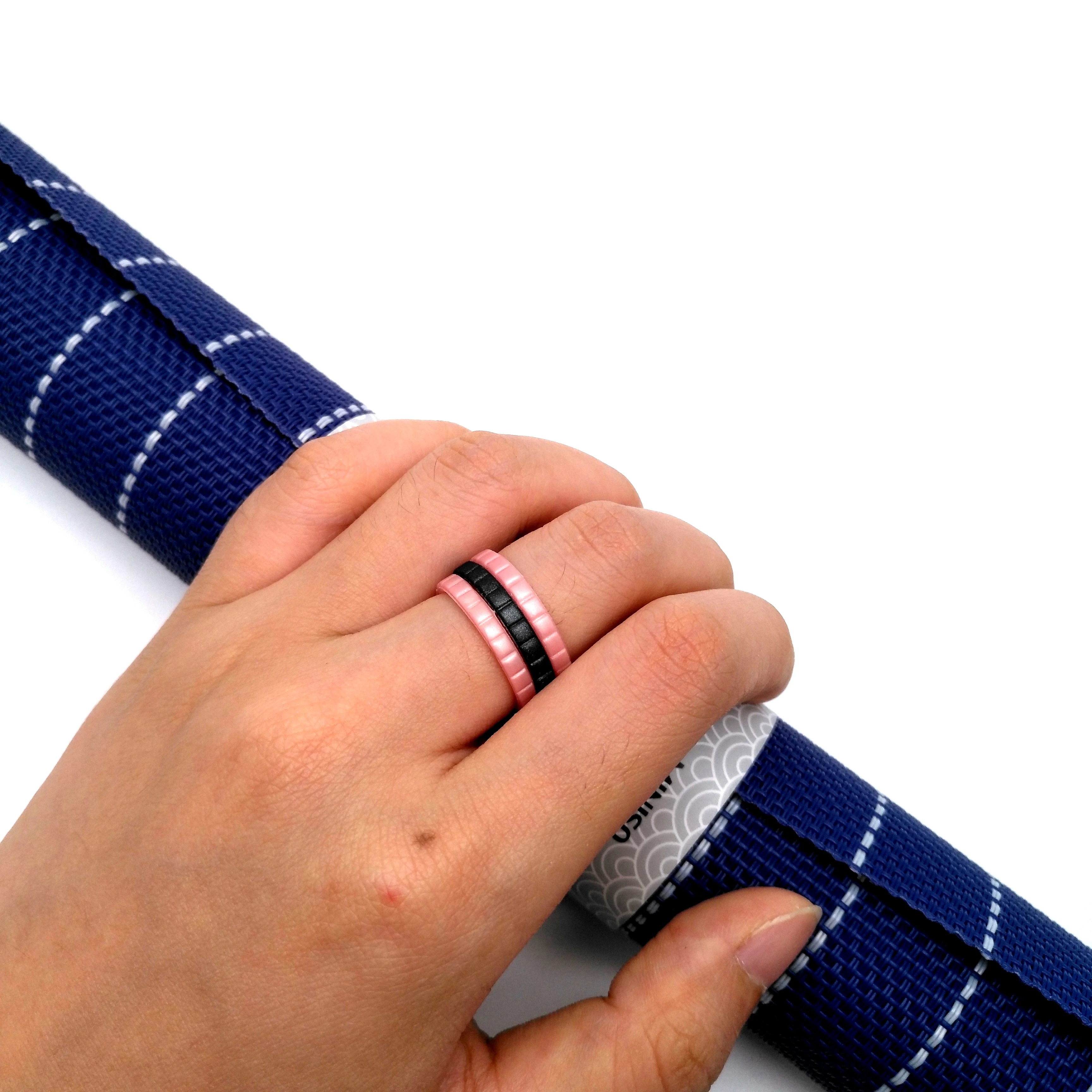 Silicone Wedding Ring for Women, Affordable Thin Line and Point Stackable Silicone Rubber Wedding Bands