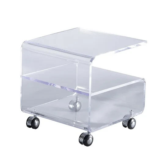 Clear Acrylic Tea Coffee Table Side End Table Trolley / on Wheels