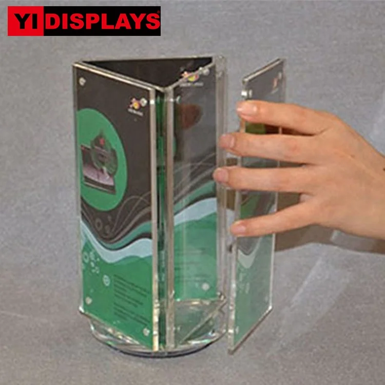 Прозрачный акриловый 3 односторонний вращающийся стол текст Ресторан знак меню держатель подставка Ad рамка дисплея диктора