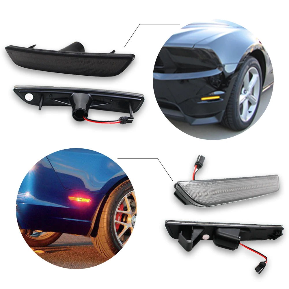 Прозрачные линзы янтарные SMD светодиодные передние/красные 45-SMD светодиодные задние боковые габаритные огни для 2010 2011 2012 2013 2014 Ford Mustang