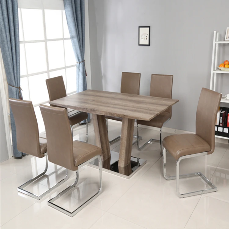 Dining Room Table Top MDF With Paper Extendable 10 Seater Wood Dining Table