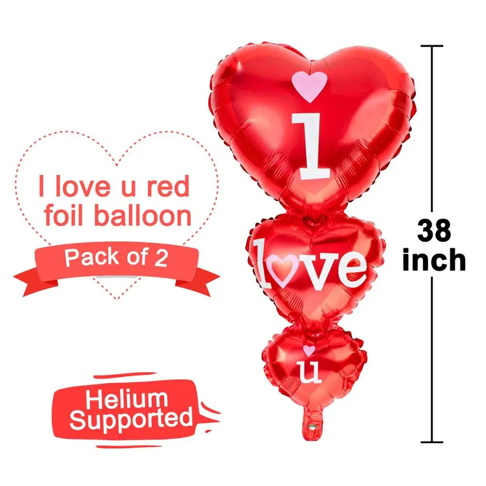 Heart Balloon Set for Valentines Day LOVE Latter Balloon I Love U Balloon for Wedding Birthday Valentine Party Decorations