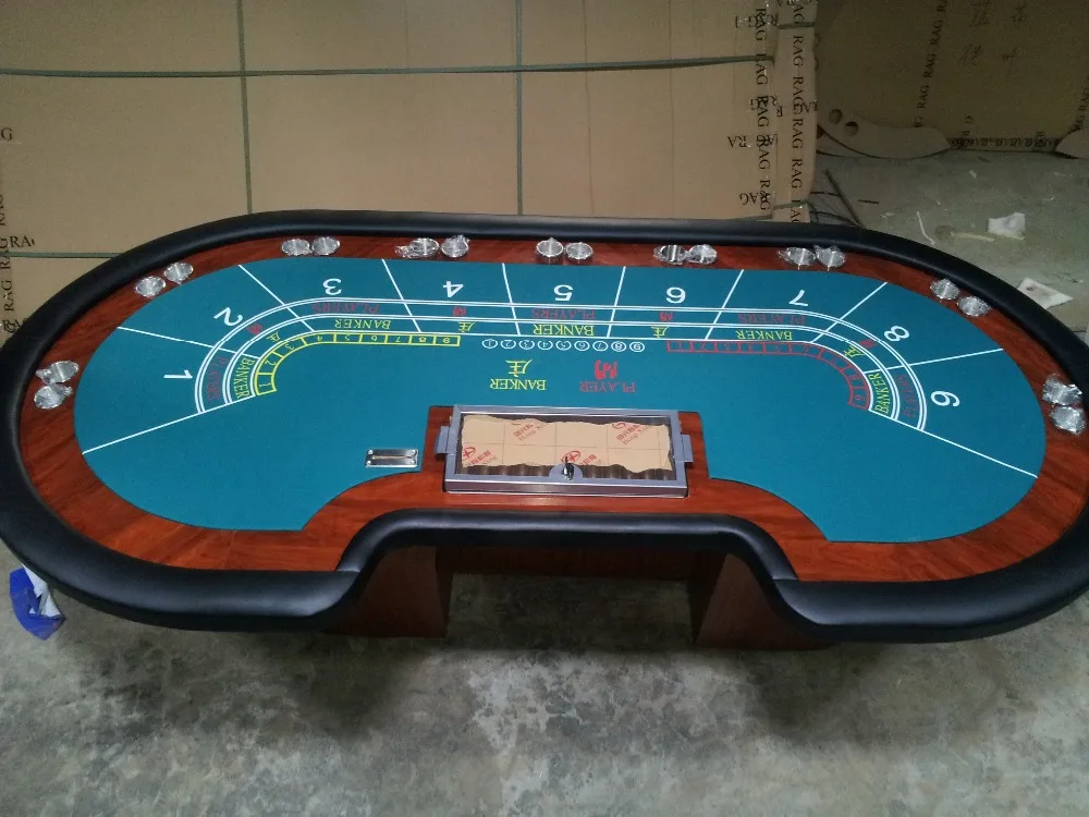 professional custom baccarat table with wooden legs dimension 238*106*75cm