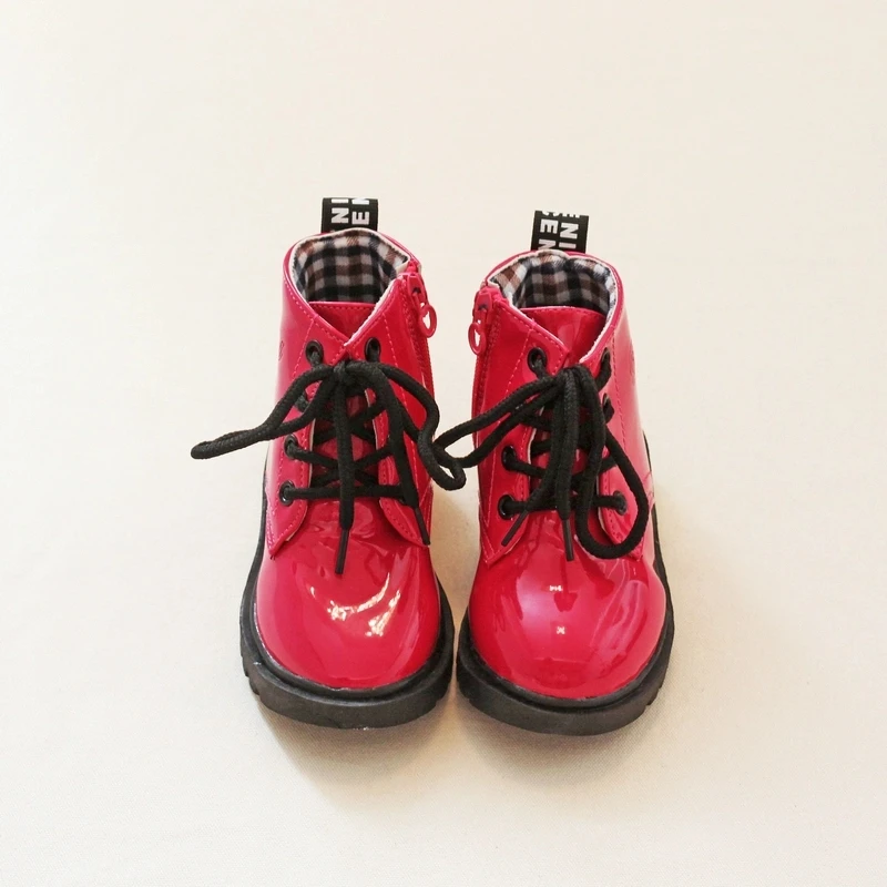 Ботильоны на шнуровке для мальчиков и девочек, водонепроницаемые ботинки с боковой молнией для маленьких детей