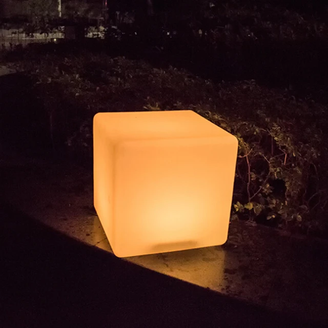 50cm Waterproof outdoor park plastic led glowing cube seat