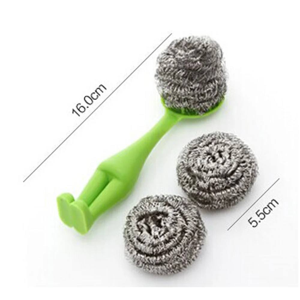 Кухонный горшок и сковорода, стальная проволочная щетка с пластиковой ручкой