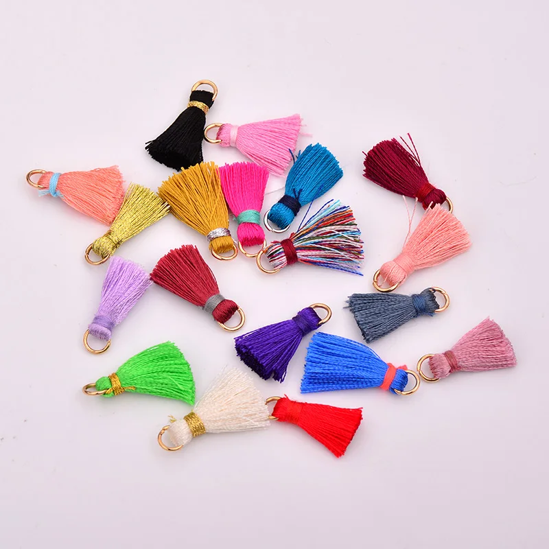 2cm Mix Color Silky Cotton Tassels Key Tassel Fringe Pendant Drop Earring Tassel for Boho Jewelry Making DIY Sewing Crafts