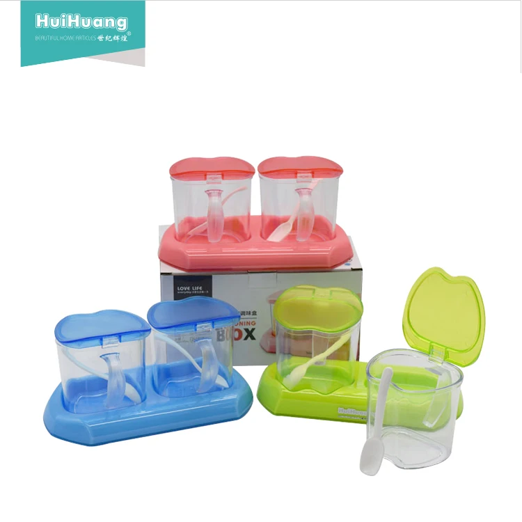 
2pcs set transparent PS plastic spice jar spices canister set condiment gift box 