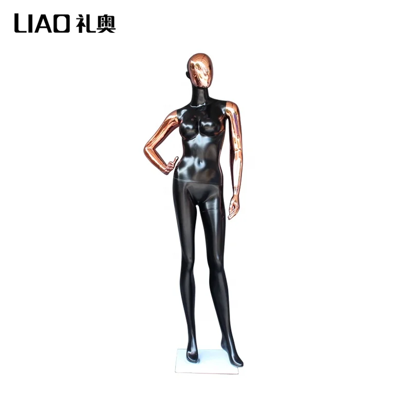 Fashion display Rose Gold Face and Arms Metal plating female mannequins full body