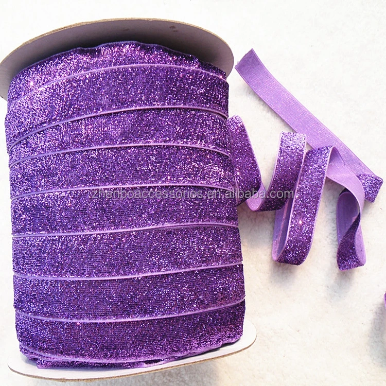 1cm Metallic Color Elastic Glitter Velvet Ribbon Wholesale