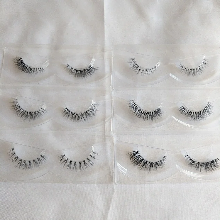 faux 3d mink lash clear stalk wholesale private label full strip short fur mink eyelashes natural look under eye lash