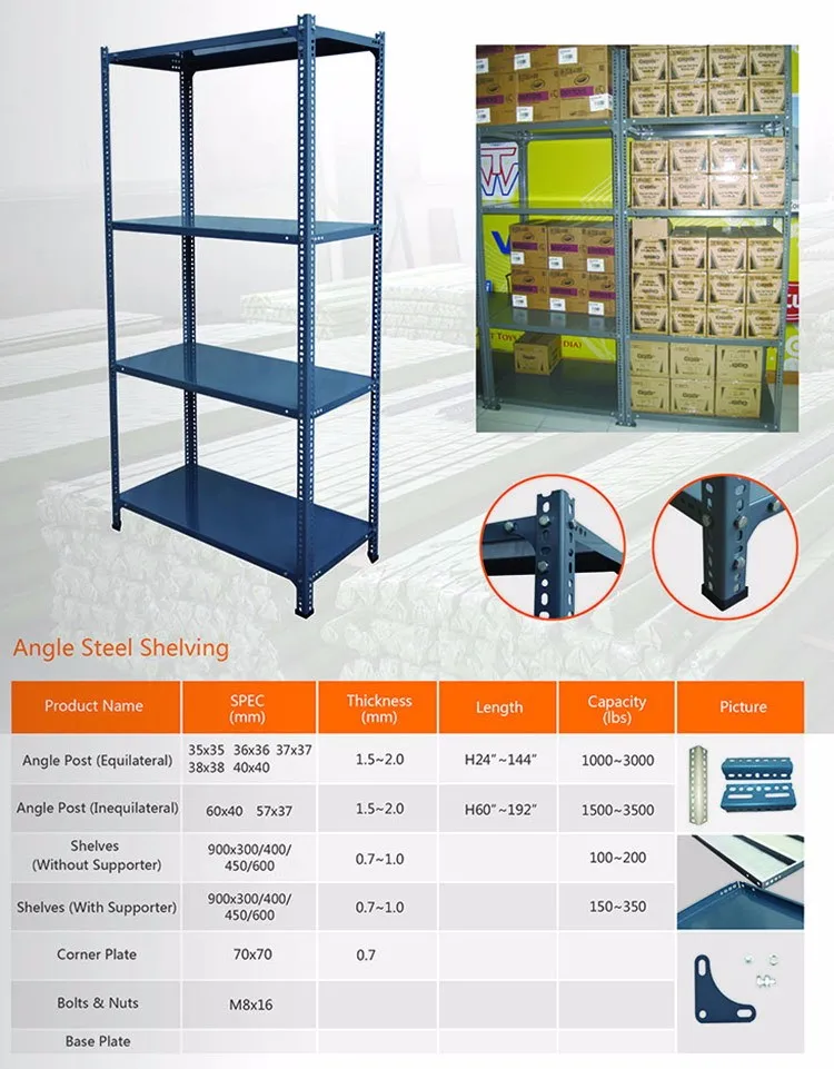 Steel Slotted Angle Rack for garage stock