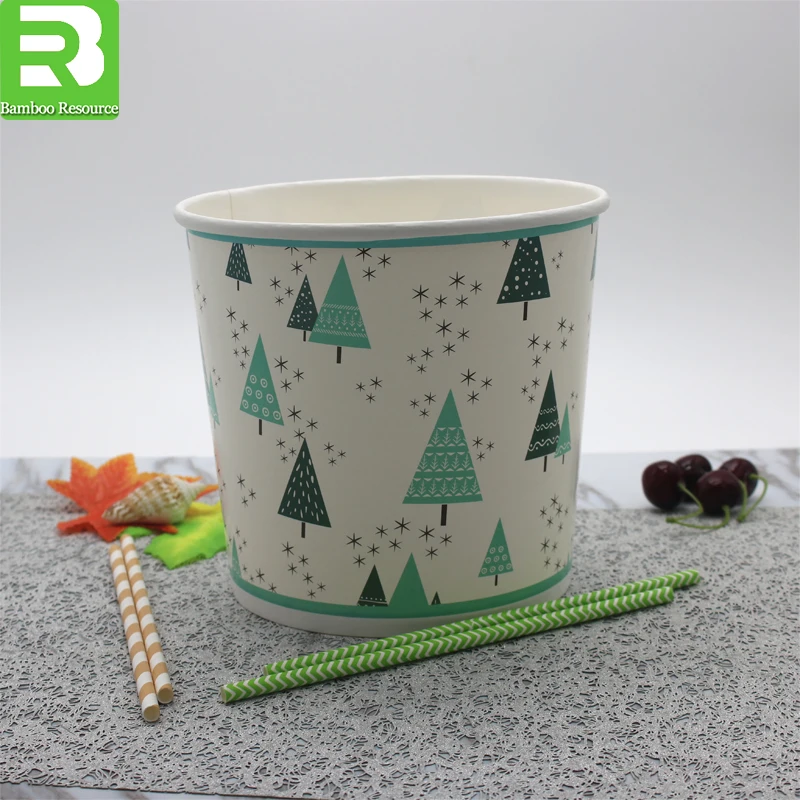 disposable custom printed paper popcorn bucket