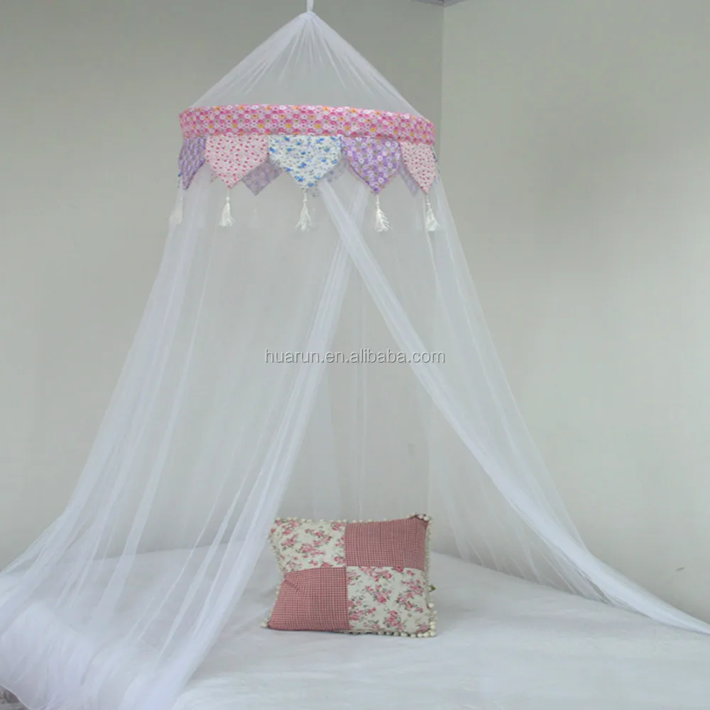 new design classic bed canopy with different color fabric drops with tasslel