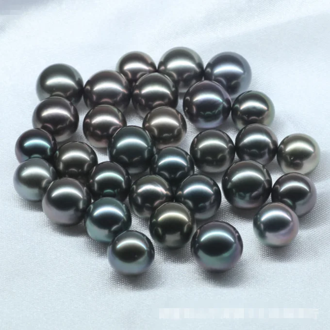 3A grade 9-10mm round peacock seawater sea pearl price natural big black wholesale real  loose tahiti tahitian pearl