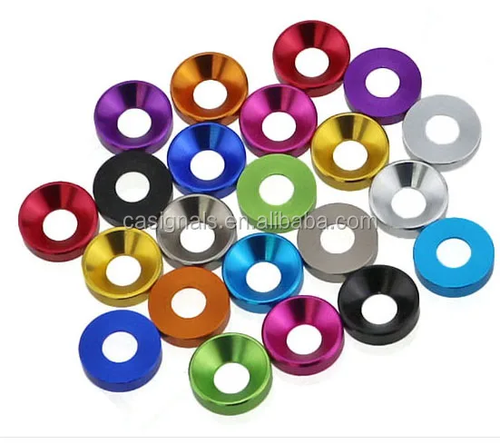 OEM Decorative Metal Conical Or Taper Cup Washer, Color Anodized Aluminum Cone Shaped Concave Mini Countersunk Washer