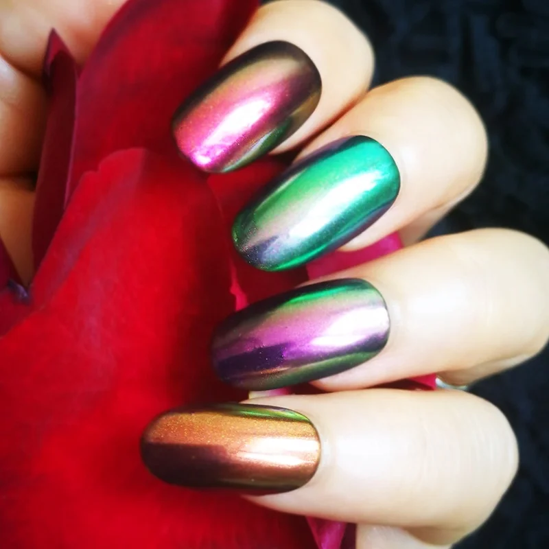Color shift Aurora pigment, chrome mirror effect Rainbow neon Pigment for nail polish