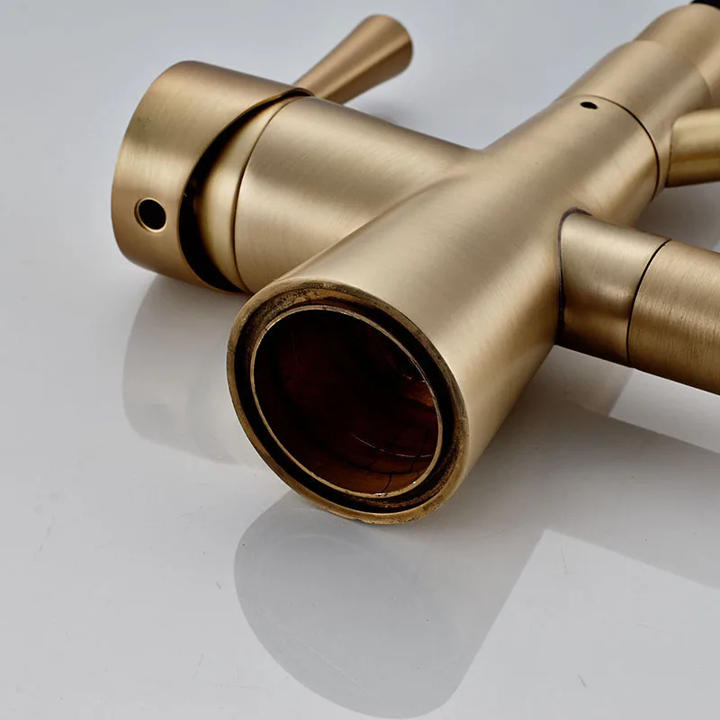 Rose Gold Black Pipe Long Handle Water 2 Hole Mixer Kiwa Kitchen Taps