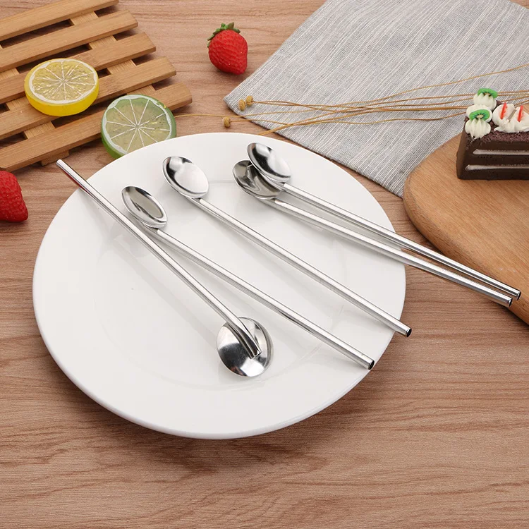 Eco-friendly Yerba Mate straw Bombilla Stainless Steel Drinking Straw Spoon