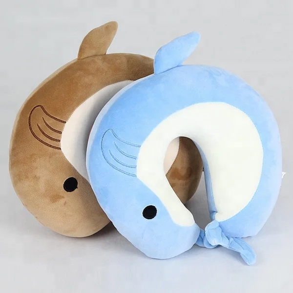 Plush Dolphin Toy Super Soft Neck Head Support Travel Pillow Massage Cushion Cute Kids Stuffed Animal U Shape Travel Pillow Neck