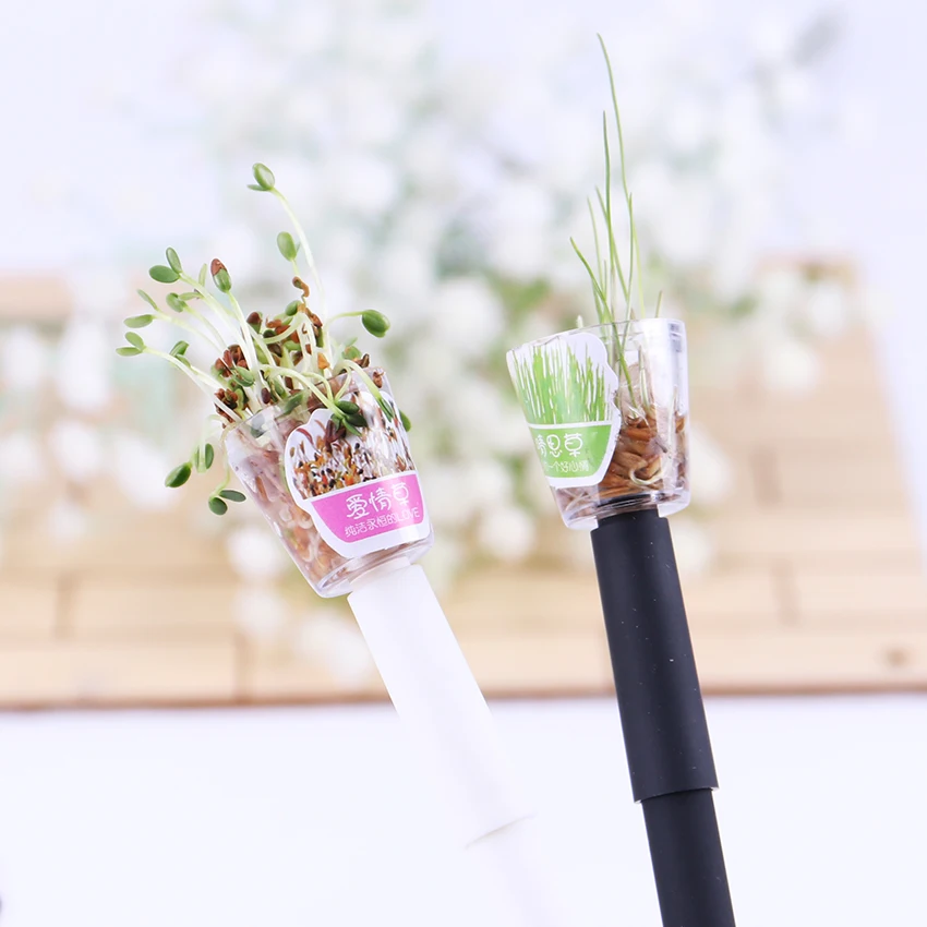 Kawaii Korean 0.5mm Cute Garden Grow Grass Plant Gel Pen for Stationery Creative Gift School Supplies