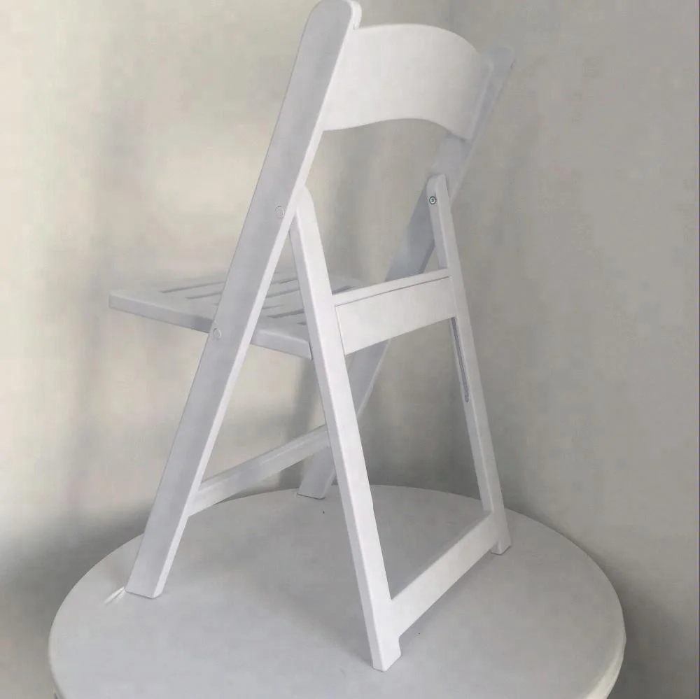 top quality white wedding resin folding chair with slat seat