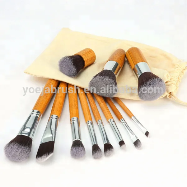 
Cruelty free makeup brushes hot selling bamboo brush with bag 
