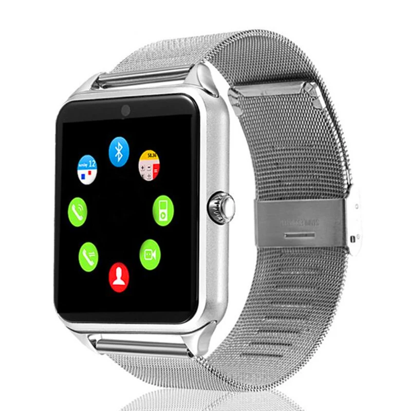 Relojes Inteligentes Z60 Metal Strap SmartWatch With Camera Facebook SIM TF Card Slot CE ROHS Smart Watch reloj