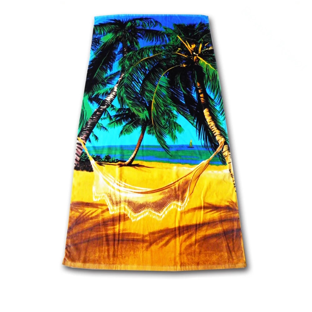 New design towel supplier velour wholesale printed cotton beach towel terry set