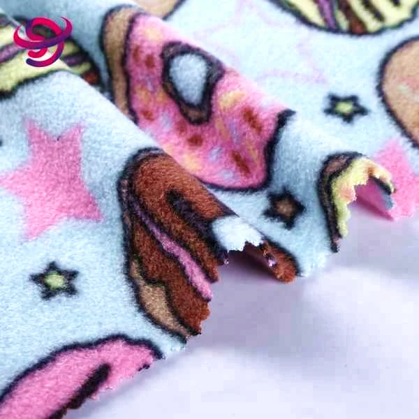 wholesale cartoon custom 100% polyester coral fleece printed fabrics dresses