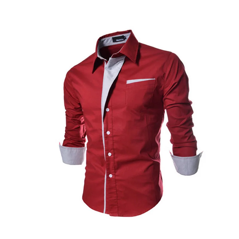 Casual hombres camisas de manga larga camisa masculina