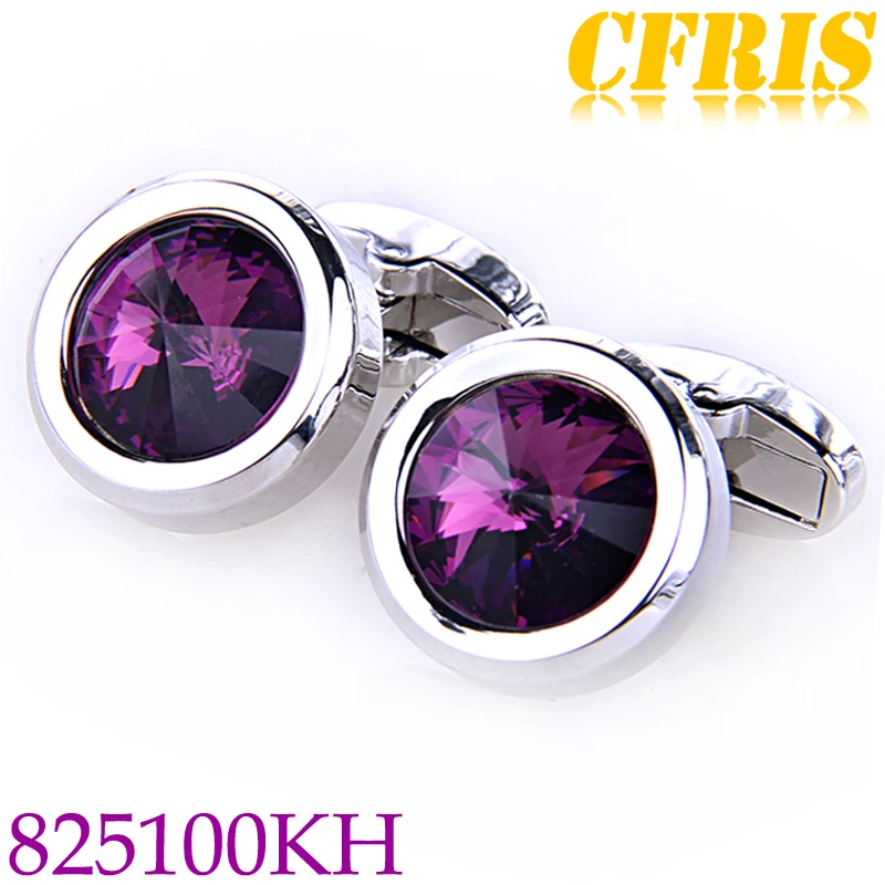 
Elegant Shiny Navy Blue Crystal Circular Cufflinks Wedding Cufflinks for Men 