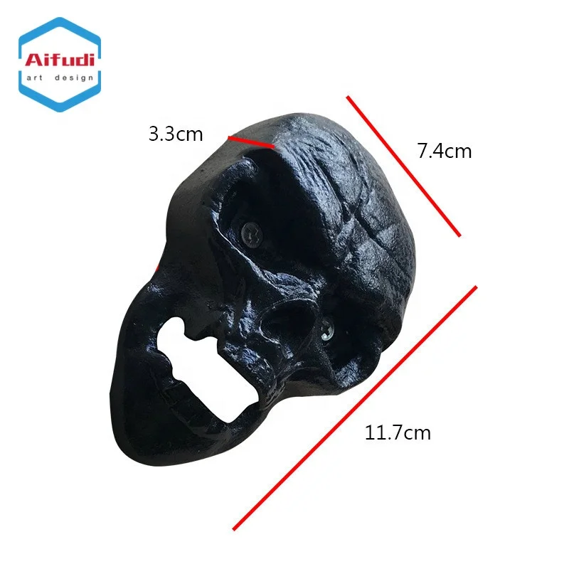
customized antique metal skeleton face wall mounted bottle opener 