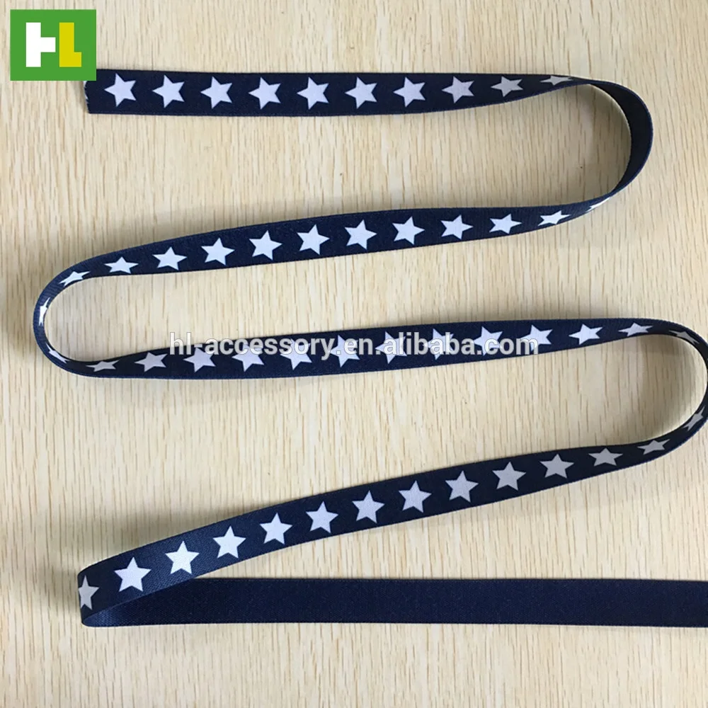 Customized dye sublimation printed web band elastic webbing for apparel 20 mm wide navy blue