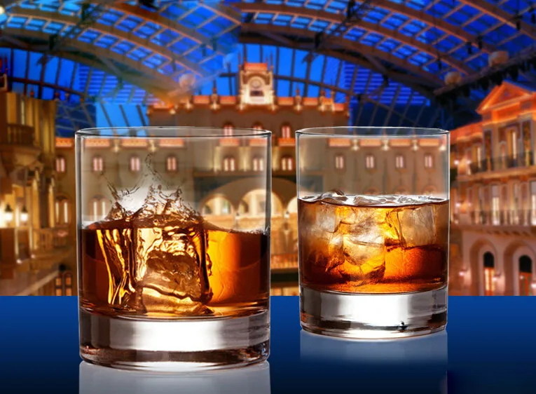 Wholesale Custom logo 10oz whiskey glass gold rim Etched Sand Blast Whisky Glass Drinking Cup