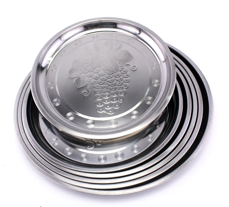 
Indian Stainless Steel 410 Grape Pattern Dinner Round Plate/Dish Set 