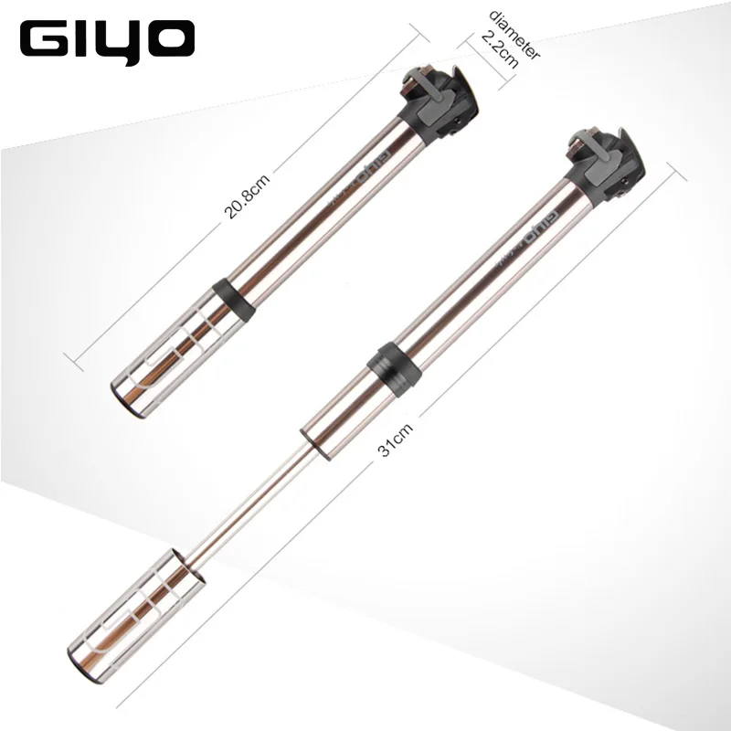 GIYO Brand Bike Pump Alloy Portable Mini Bicycle Air Pump Presta Schrader Valves Bicycle Pumps Air Inflator Tire Cycling Pump