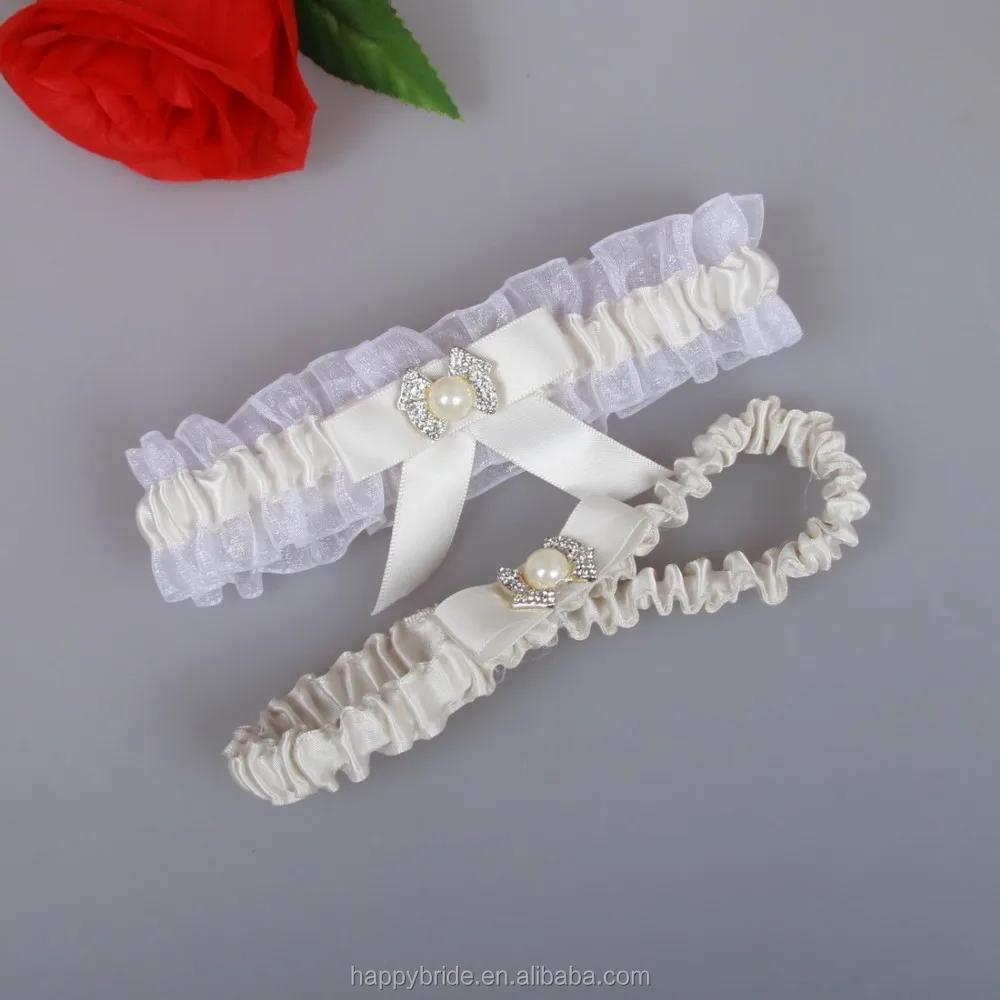 Factory cheap Handmade Silk Ribbon Wedding Leg Garter Belt HT0088