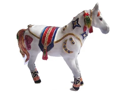 Arabic Horse metal enamel bejewelled jeweled box  for wedding gift use
