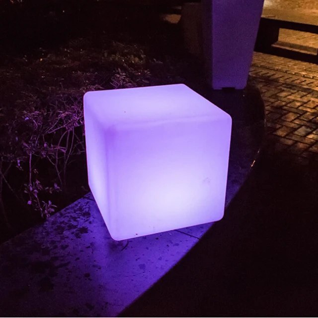 50cm Waterproof outdoor park plastic led glowing cube seat