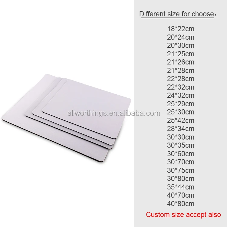 60*35cm Large blank white plain playmat mousepad sheet bulk mouse pad material