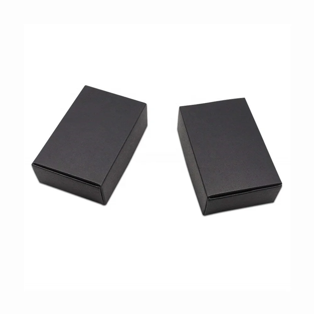 Various Sizes Black Cardboard Paper Boxes Blank Kraft Paper Packaging Box for Soap