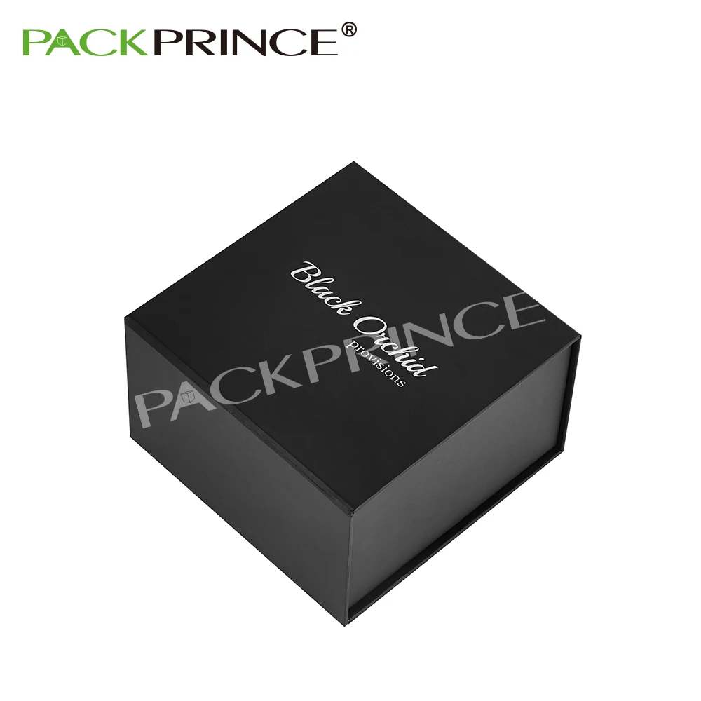Custom Black Premium Folding Flap Lid Rigid Paper Cardboard Storage Flip Magnetic Closure Packaging Gift Box