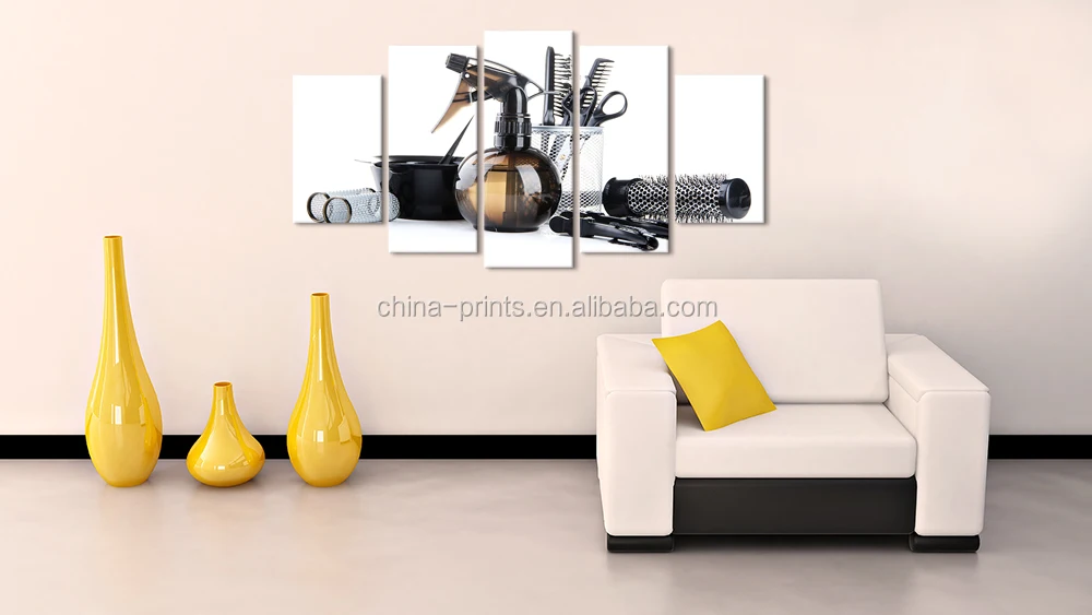 5 шт. Wall Art гребень ножницы парикмахерские инструменты Парикмахерские ножницы холст картины Настенный декор для парикмахерской/AL10191