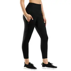 Custom Logo Women High Waist Yoga Neoprene Pants Leggings Fitness Waist Trimmer Control Swear Slimming Pants With Pocket