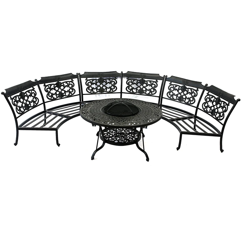 dining table with fire pit in middle  outdoor table  fire table